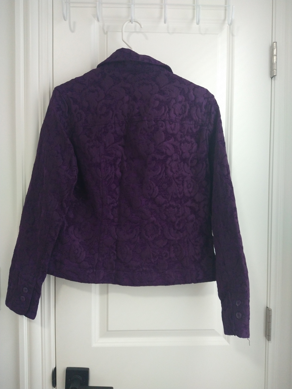 Purple Floral Textured Finish Button-Front Jacket - Picture 4 of 9
